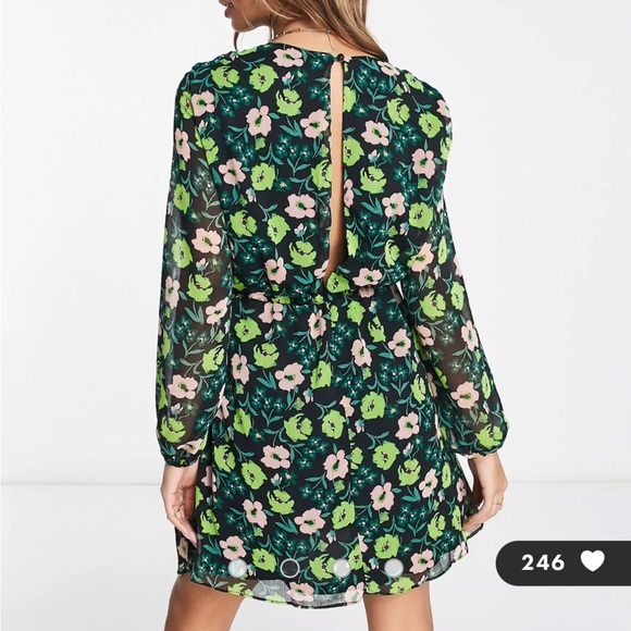 ASOS River Island cowl neck mini dress in green - Picture 1 of 4